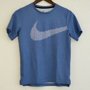 Nike Dri-FIT Youth Large Blue Graphic Swoosh Tee Standard Fit